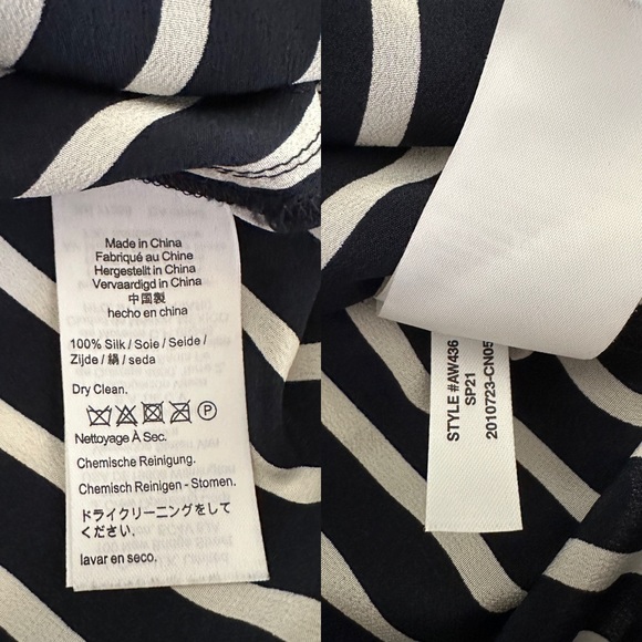 JCrew classic-fit silk shirt in stripe navy blue. Size 0. - Picture 11 of 13
